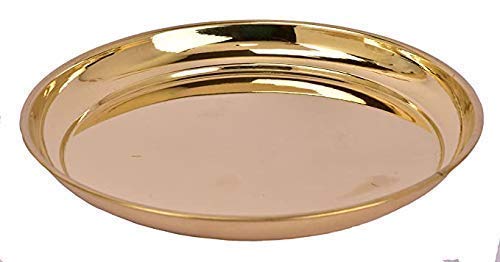 Brass Puja Thali/Pooja Plate (Gold, 8 Inch) image 1