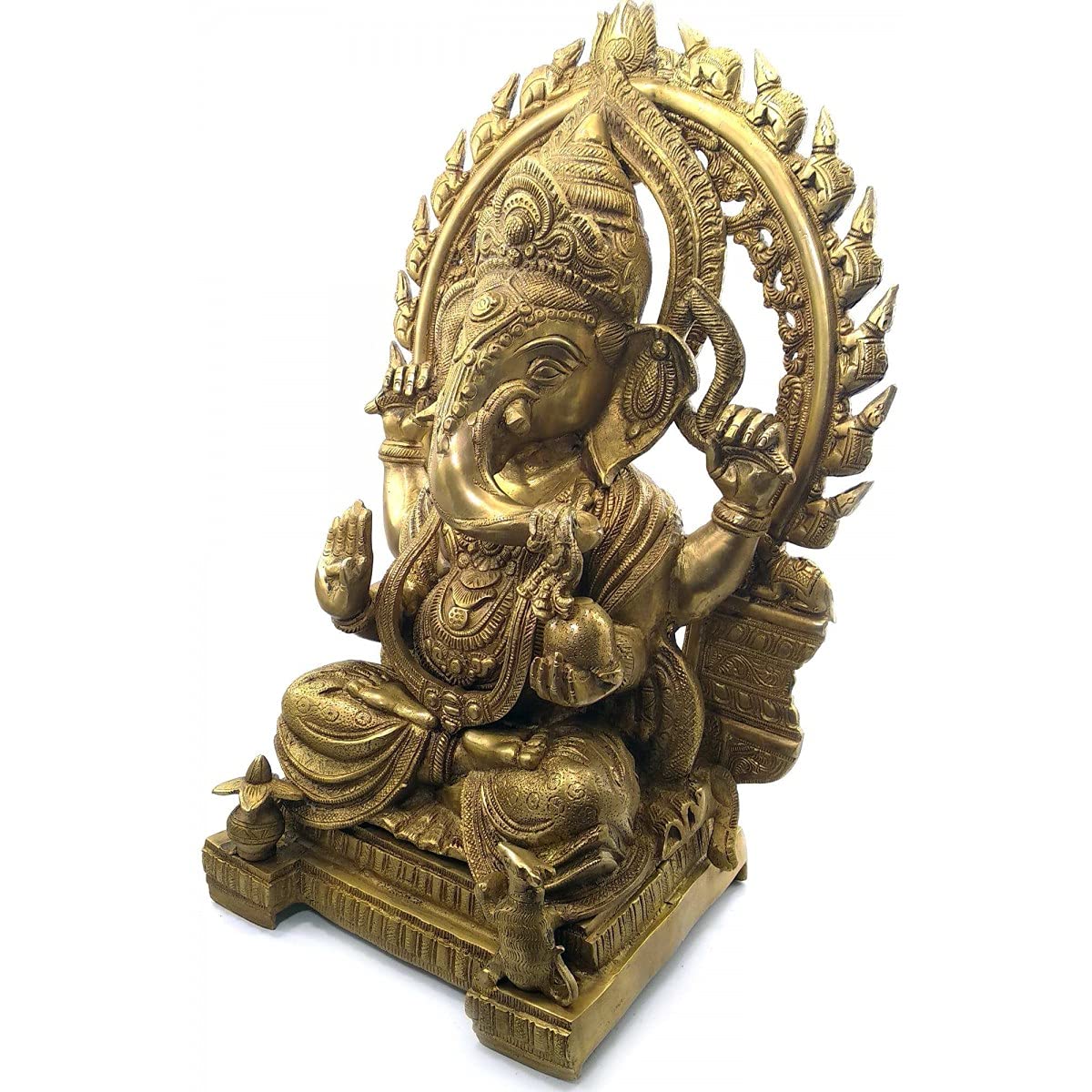 Brass Lord Ganesh Bhagwan Murti Sitting in Blessing Posture-20" image 1