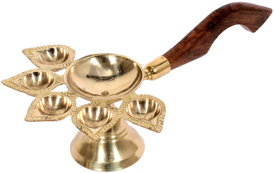 Brass Panch Aarti Diya Stand  image 0