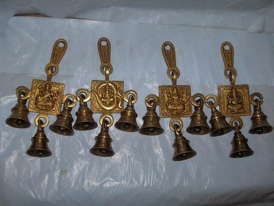 Brass Hanging Door Decorative Ganesh Bells image 1