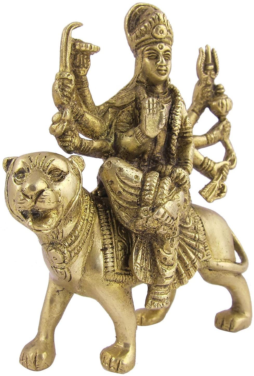 Brass Goddess Durga  5" image 1
