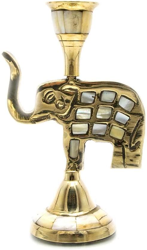 Brass Candle Stand with Elephant image 0