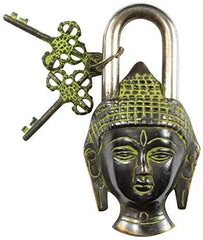 Brass Buddha Padlock with Two Keys image 1