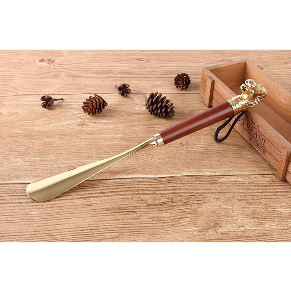 Brass Shoe Horn with Wooden Handle-10" image 1