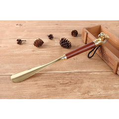 Brass Shoe Horn with Wooden Handle-10" image 1