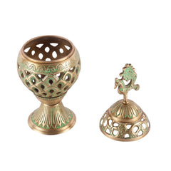Brass Loban Dhoop Dani with Peacock Incense Dhoop Burner image 3