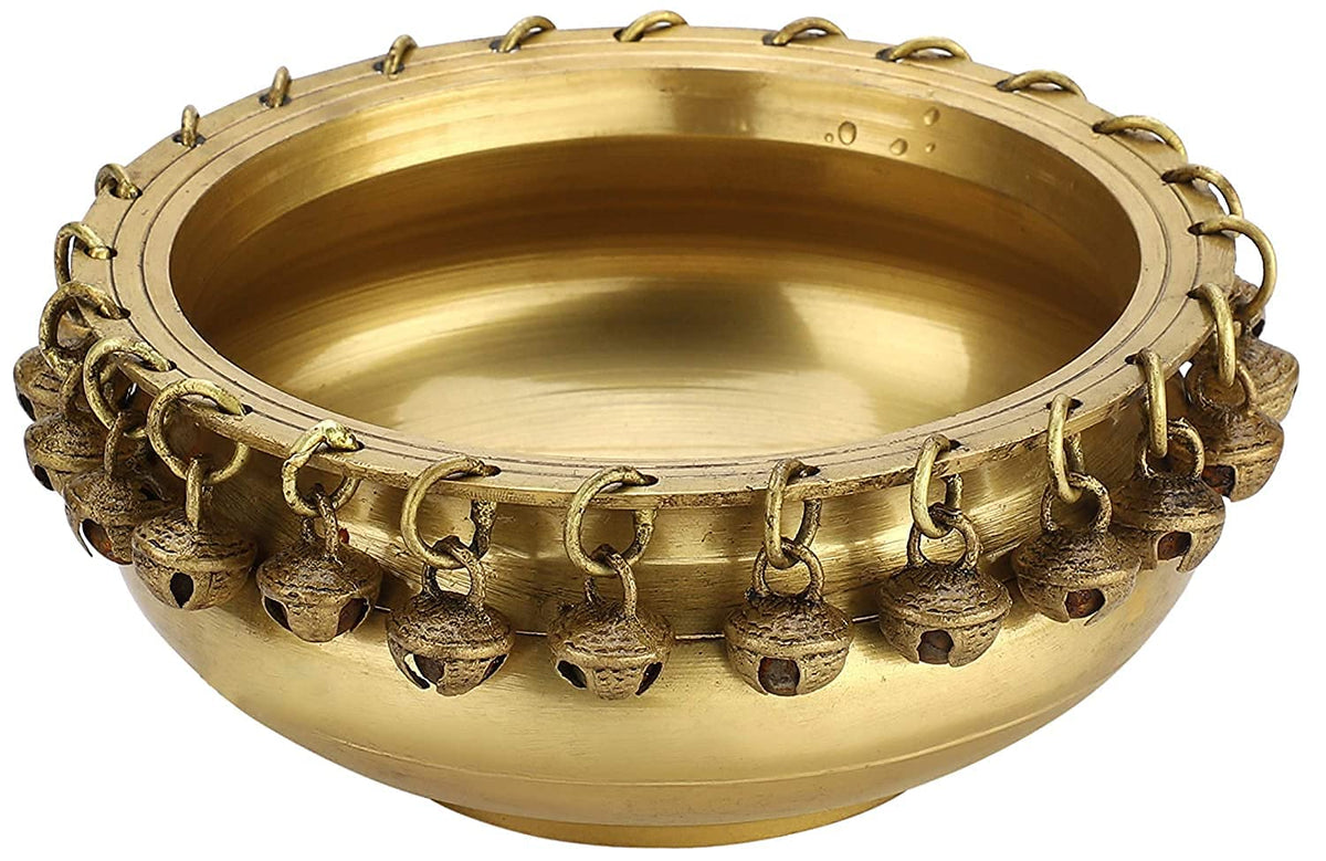 Ethnic Brass Urli with Bells (Size-6") image 0