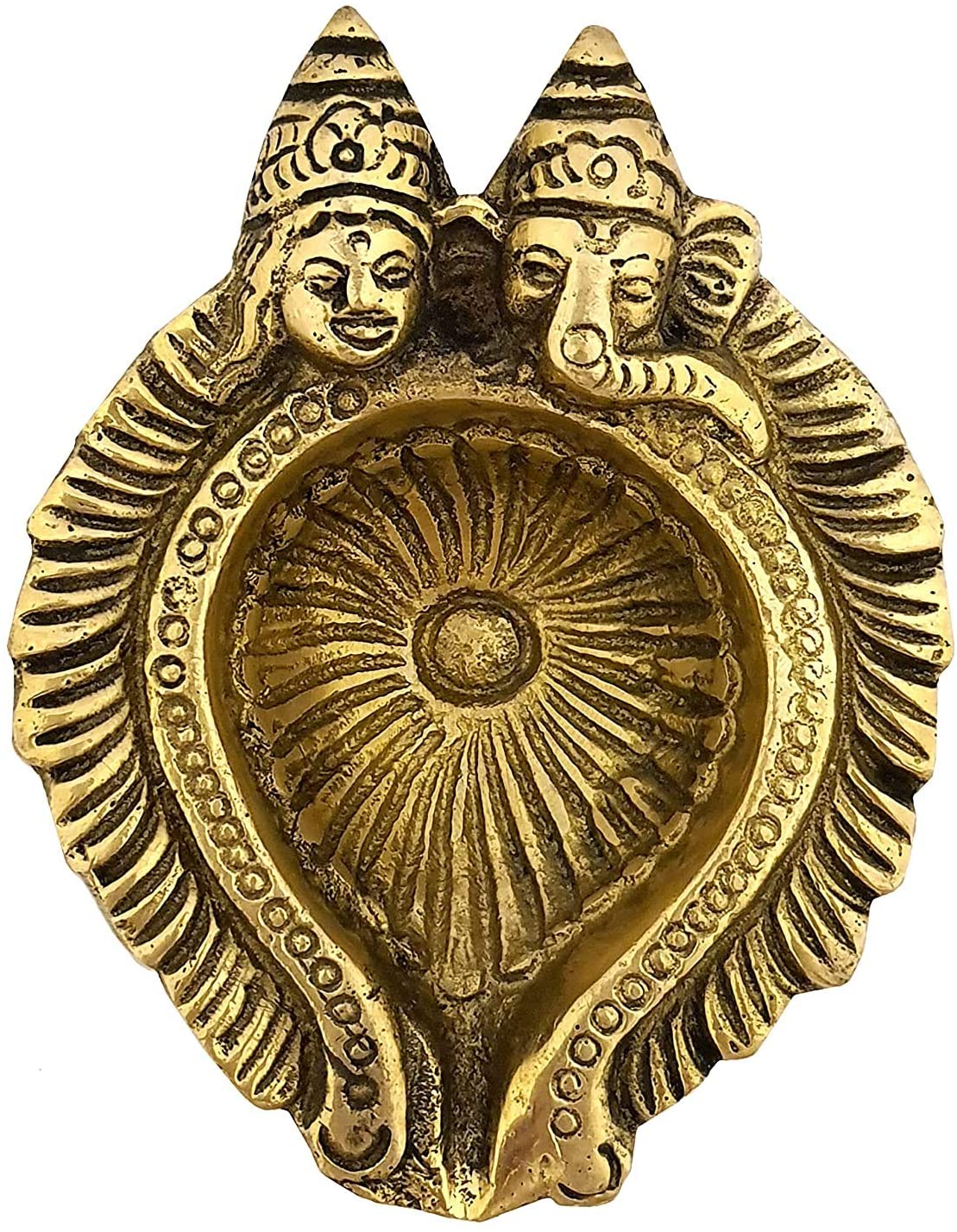 Set of 2 Brass Ganesh Laxmi Diya Deepak/Oil Lamp  image 1