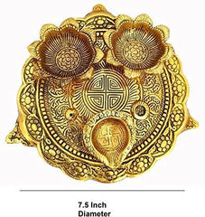 Metal Pooja Thali with Diya image 1