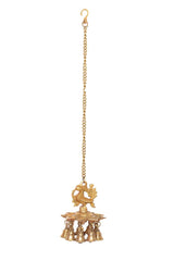 Brass Hanging Peacock Diya with Bells image 1