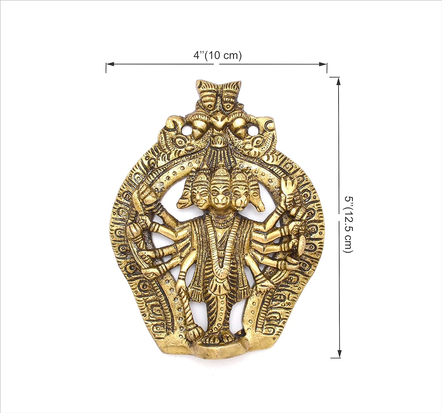 Panchmukhi Hanuman Brass Wall Hanging Idol image 1