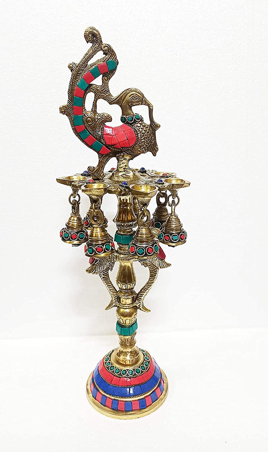 Brass Peacock Deepak Stand-17" image 1