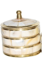 Brass Pill Box with Shell Mother of Pearl image 0