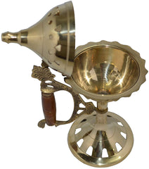 Brass Lobandan Incense Burner with Wooden Handle image 1