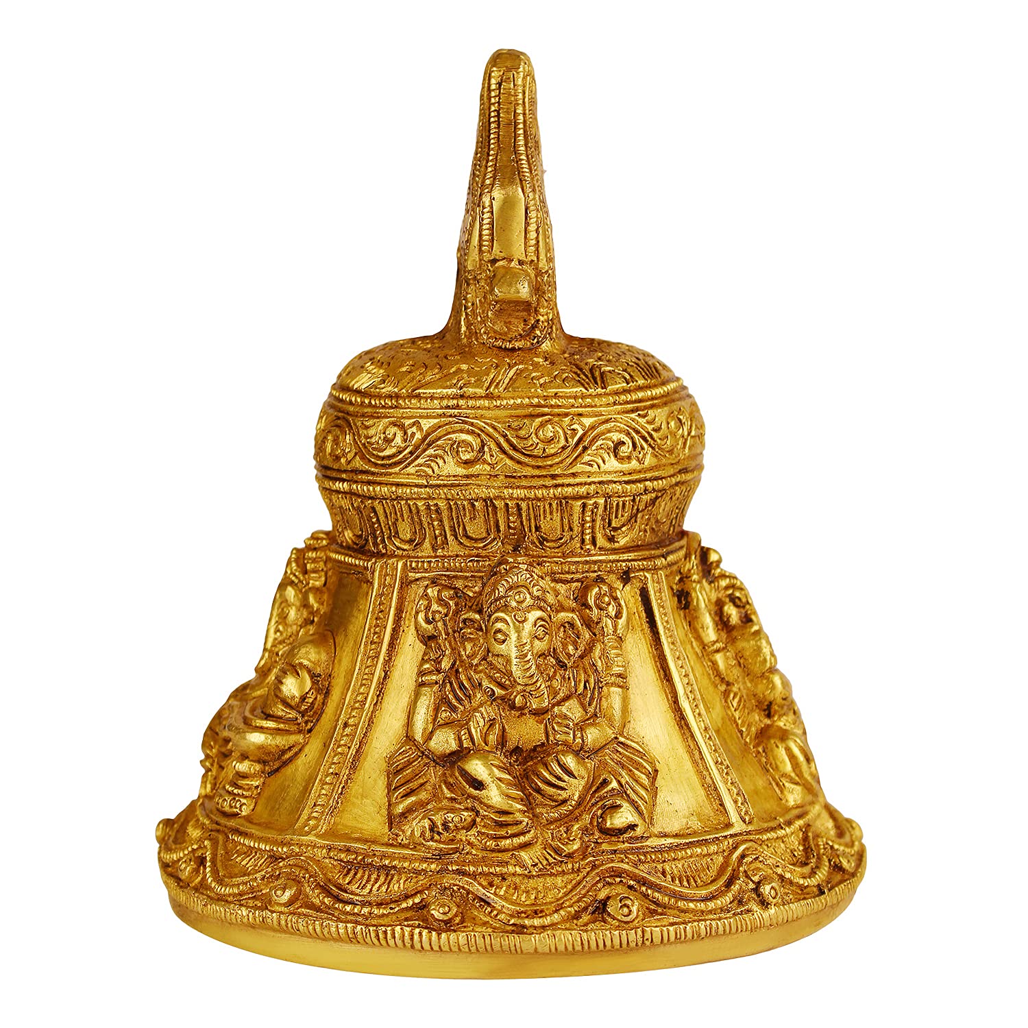 Brass Ganesha Hanging Bell with Chain Hanging image 2