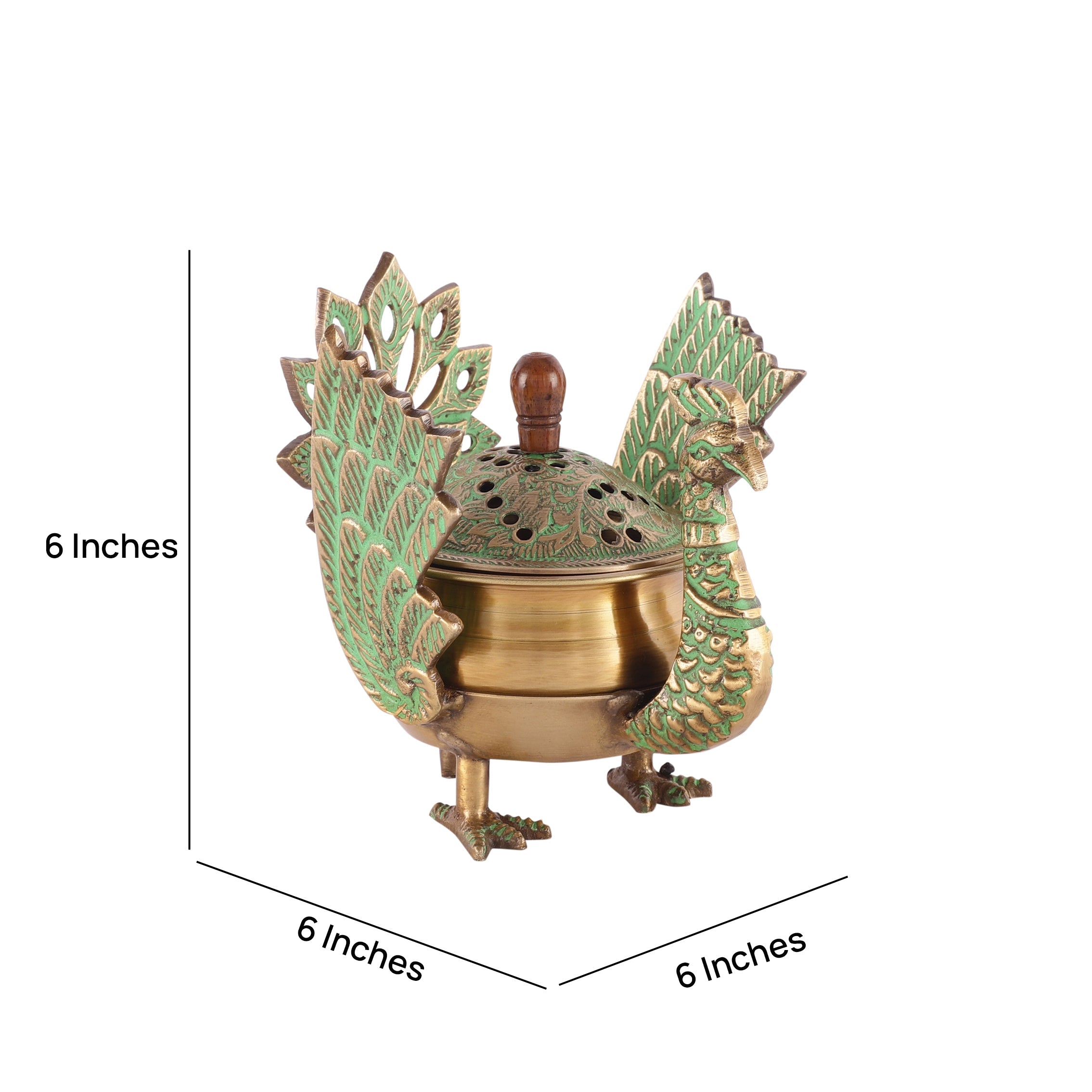 Brass Loban Dhoop Dani with Peacock image 3