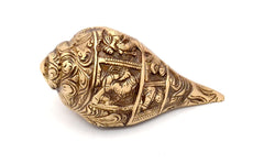 Brass Carving Shankh with Ganesha Carvings image 1