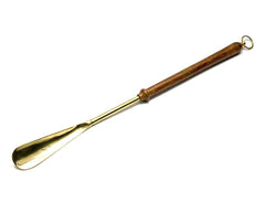 Brass Shoe Horn with Wooden Handle-18" image 0