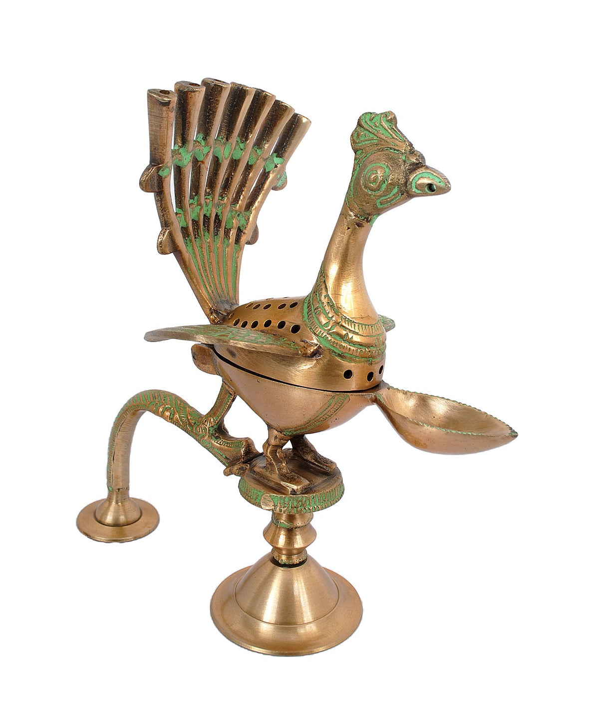 Brass Peacock Loban Dhoop Dani with Incense Holder image 0