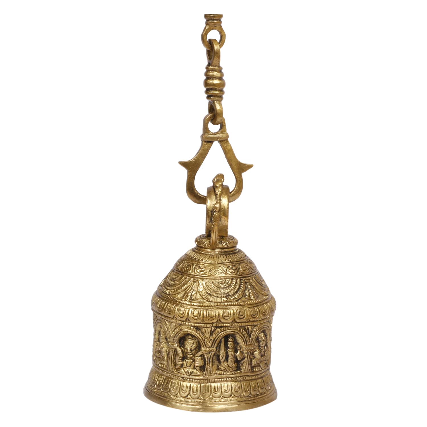Brass Lakshmi Laxmi Wall Hanging Ghanta Bell with Chain image 1