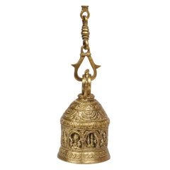Brass Lakshmi Laxmi Wall Hanging Ghanta Bell with Chain image 1