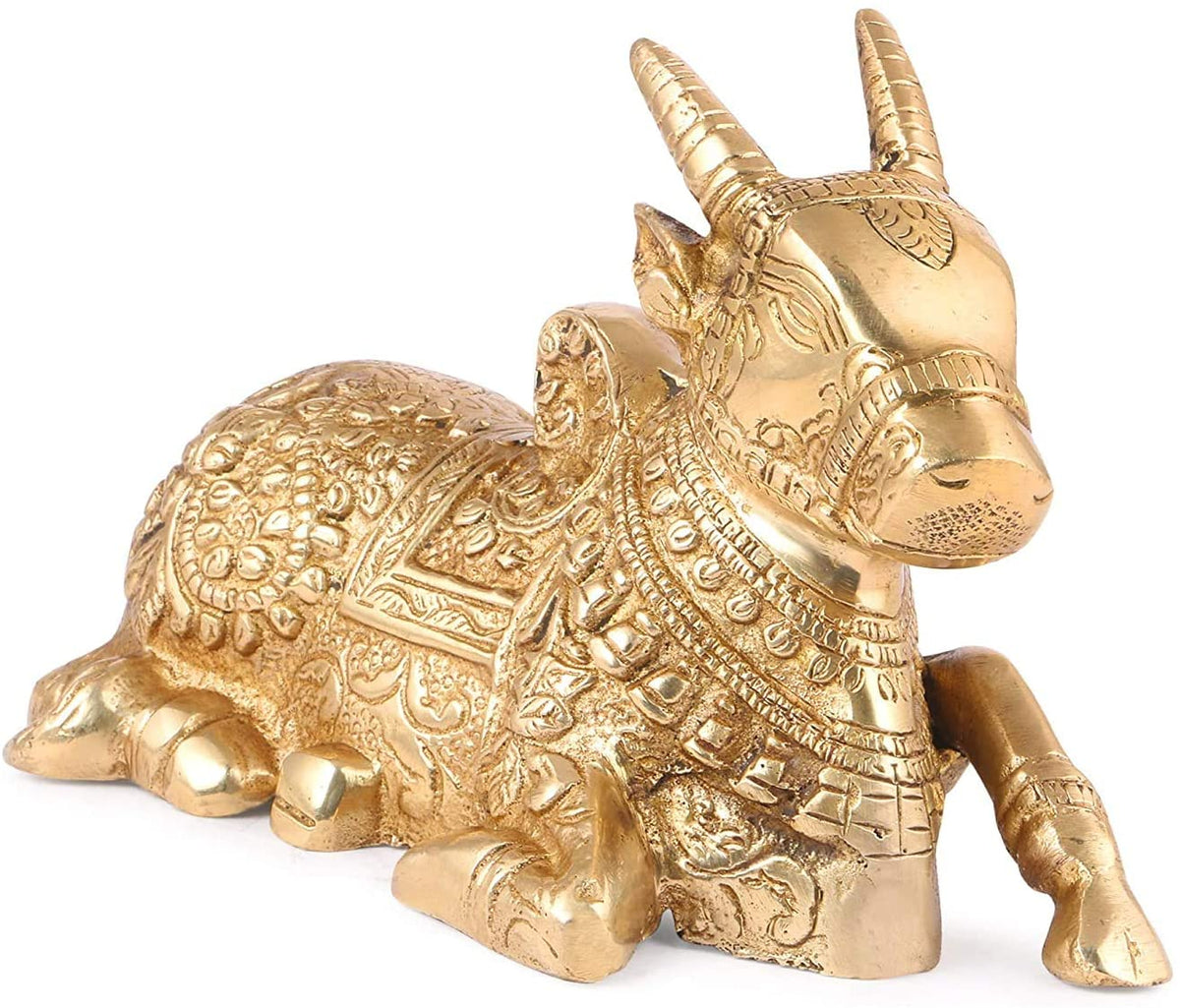 Brass Sitting Nandi Cow  image 0