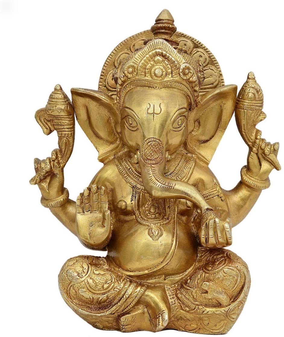 Brass Ganesha with Mukht image 0