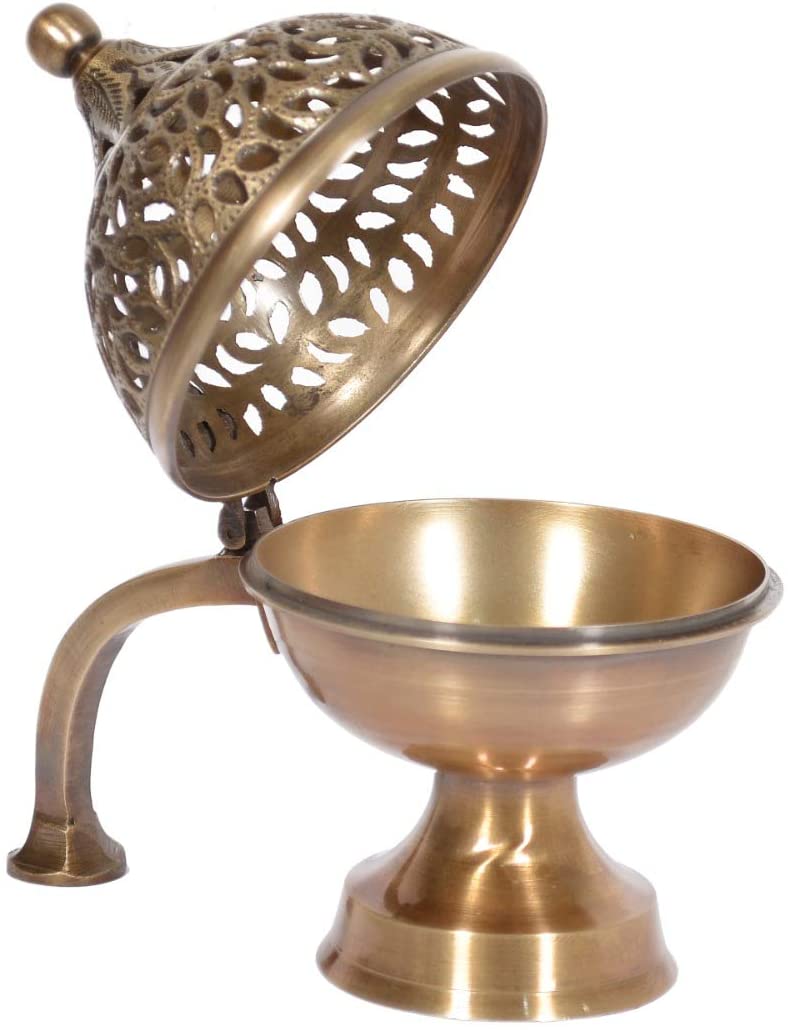 Brass Lobandan Incense Burner with Handle image 1