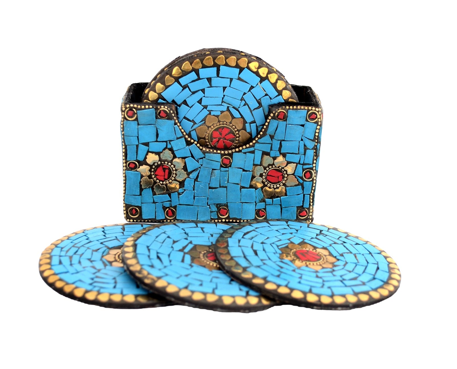 Set of 6 Handcrafted Wooden Coasters with Stand image 0