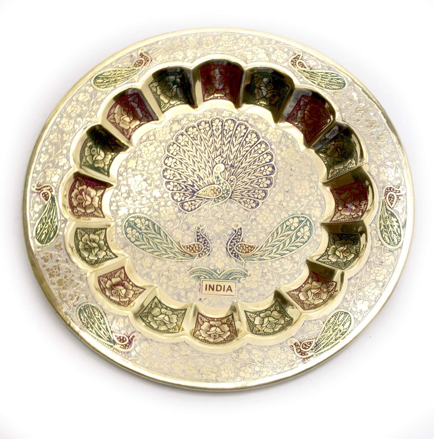 Brass Wall Hanging Plate Peacock-9" image 0