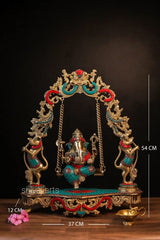 Brass Ganesha on Swing/Jhoola Statue image 3