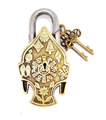 Brass Buddha Padlock with Two Keys image 1