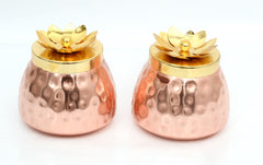 Set of 2 Hammered Copper Plated Jar/Container for dry fruits image 0