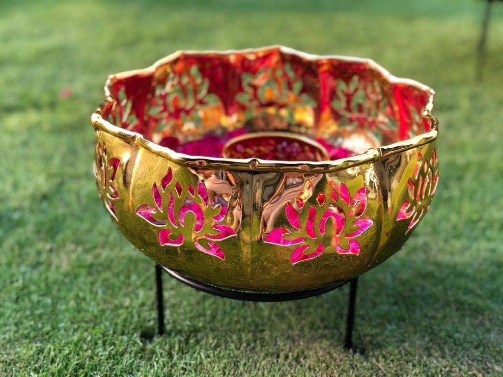 Set of 3 Iron Lotus Urli with Stand Pot for Floating Flower/Candle image 2