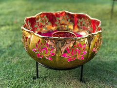 Set of 3 Iron Lotus Urli with Stand Pot for Floating Flower/Candle image 2