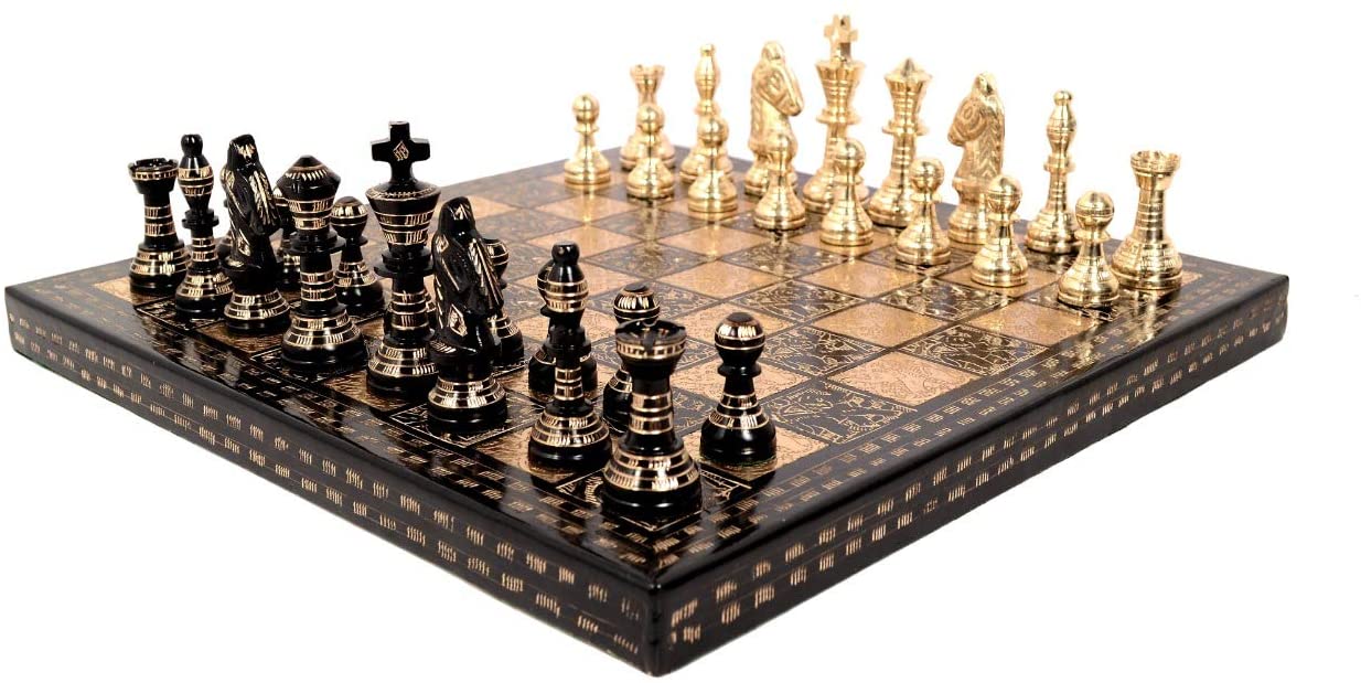 Brass Chess Board Game Set -(10"x10") image 0