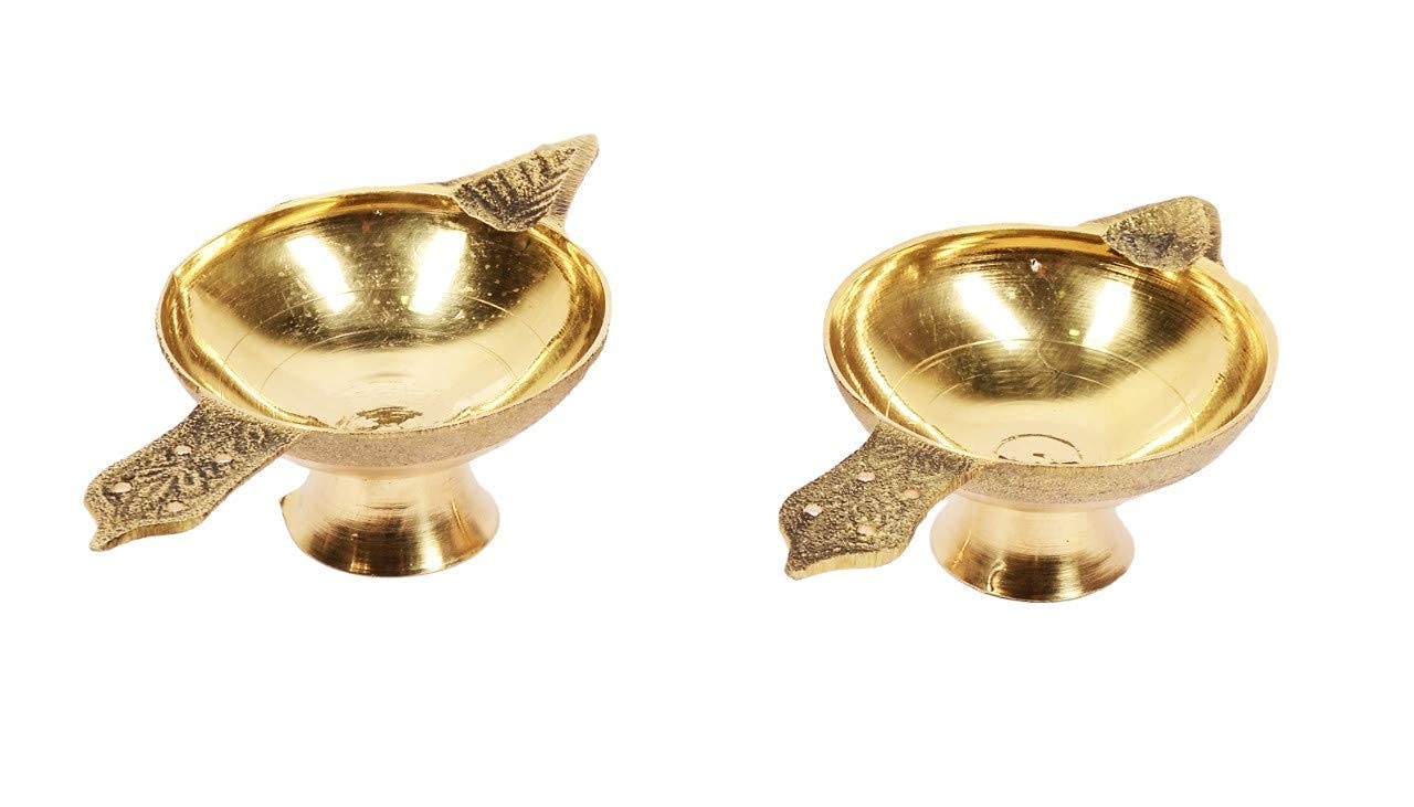 Brass Oil Puja Lamp Diya Set of 2 image 0