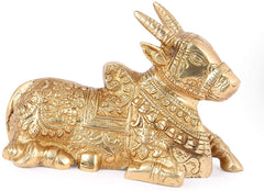 Brass Sitting Nandi Cow  image 1