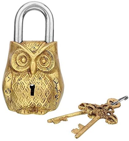 Owl Shape Solid Vintage Style Brass Lock image 1