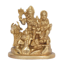 Brass Ganesha Shiva Parvati Kartik & Nandi Idol image 0