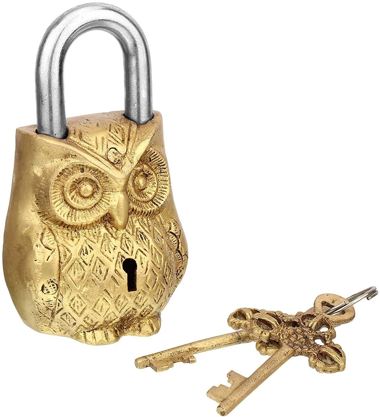 Owl Shape Solid Vintage Style Brass Lock image 0