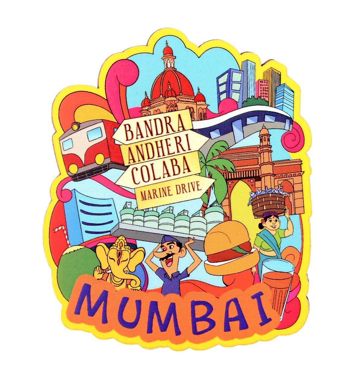 Wooden Fridge Magnet-Mumbai image 0