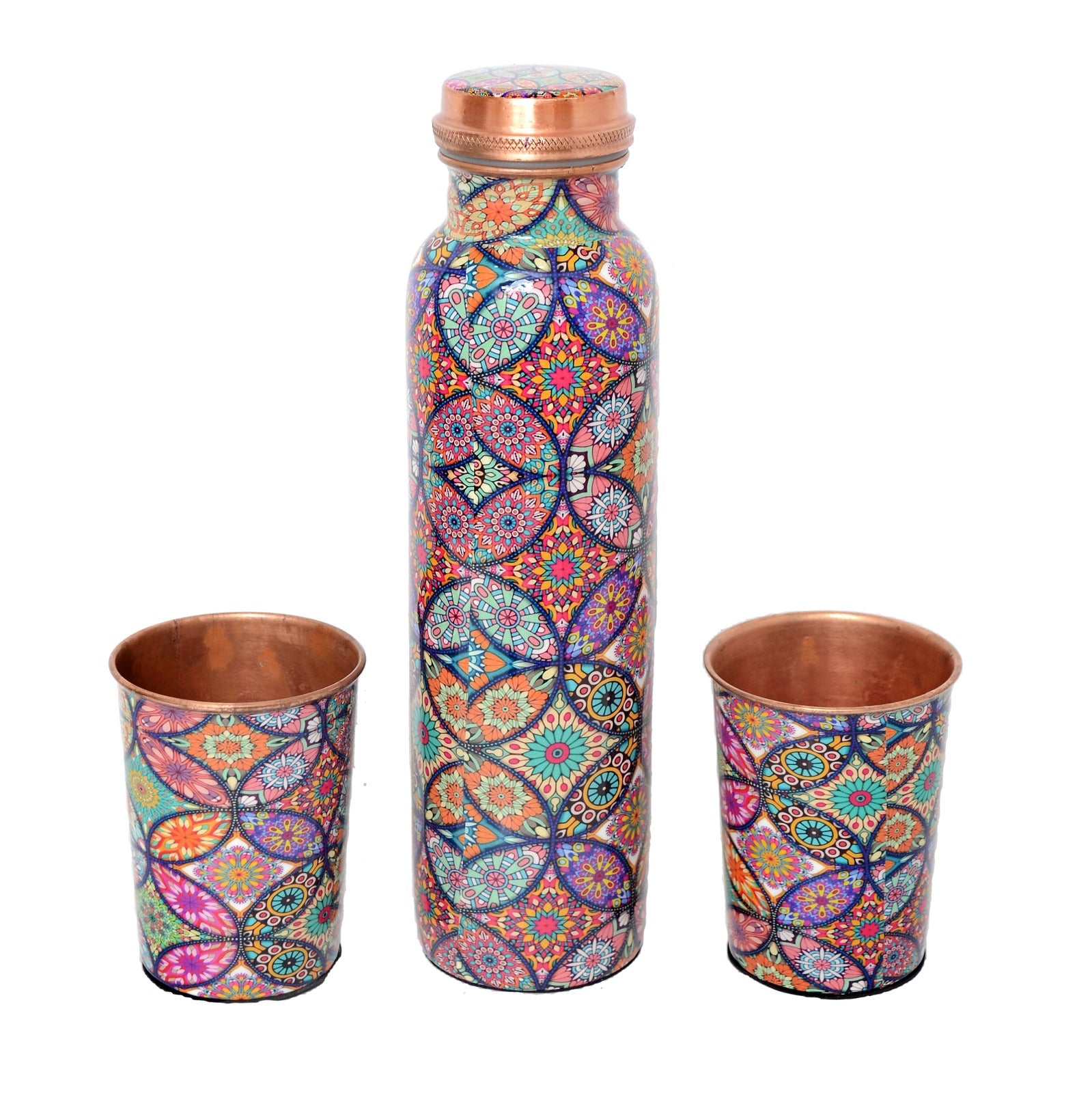 Pure Copper Water Bottle with Two Glasses image 0