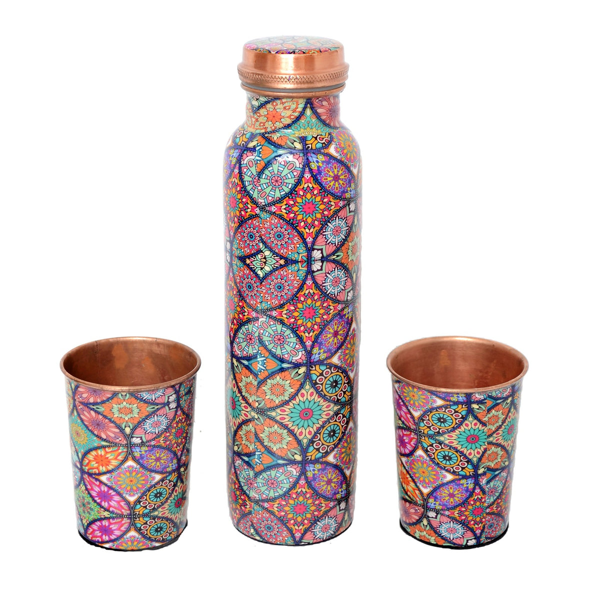 Pure Copper Water Bottle with Two Glasses image 0