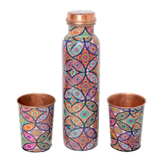 Pure Copper Water Bottle with Two Glasses image 0