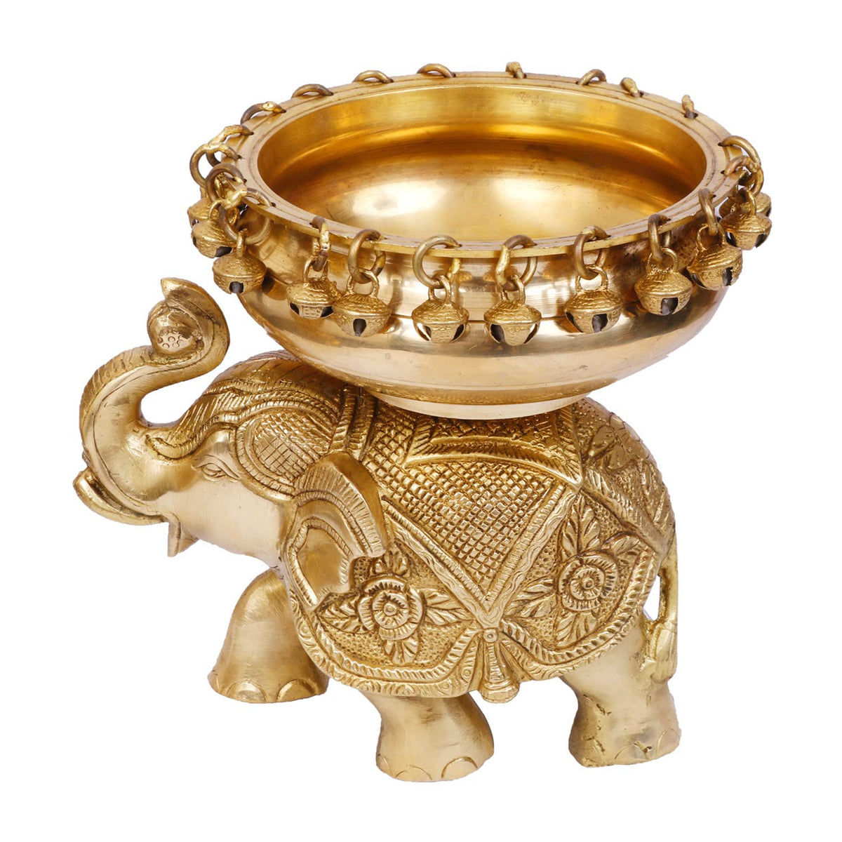 Brass Elephant Urli Bowl with Bells image 0