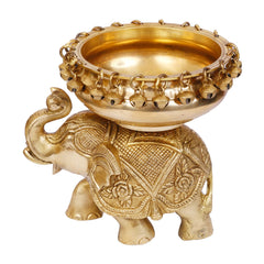Brass Elephant Urli Bowl with Bells image 0