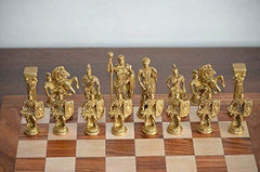 Roman Brass Chess Set with Wooden Board image 1
