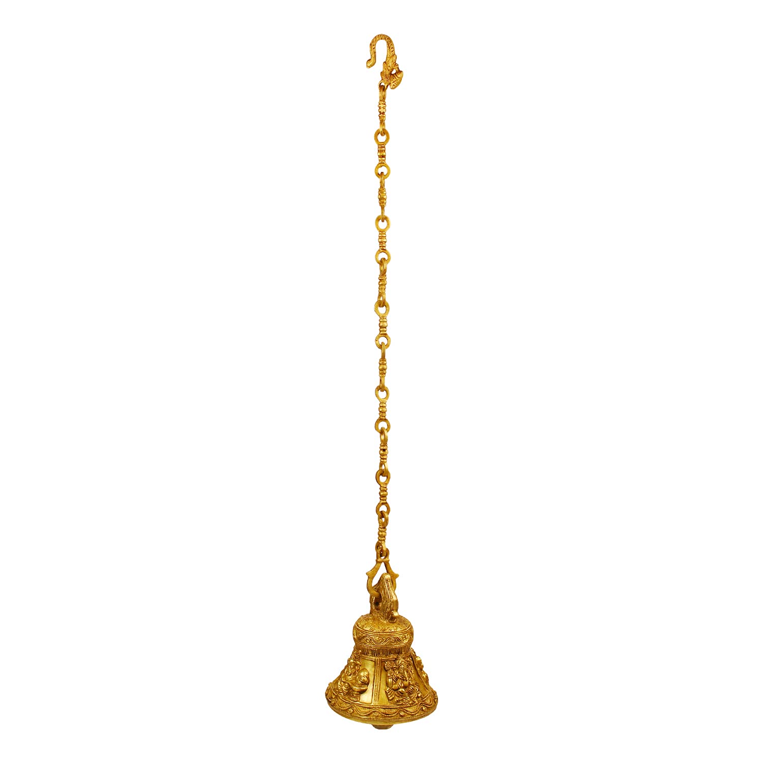 Brass Ganesha Hanging Bell with Chain Hanging image 1