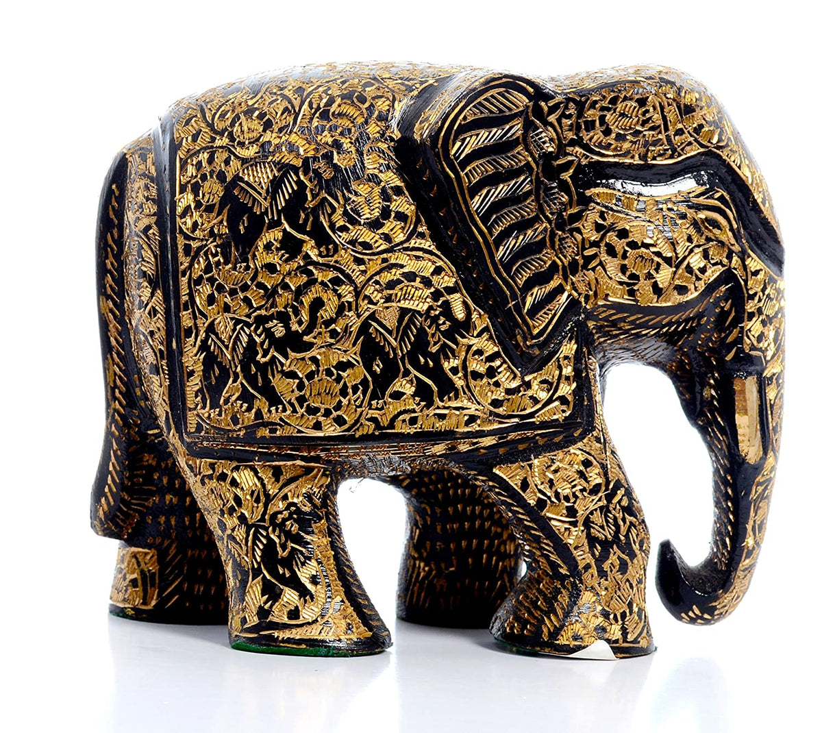 Brass Elephant with Bidri Art image 0